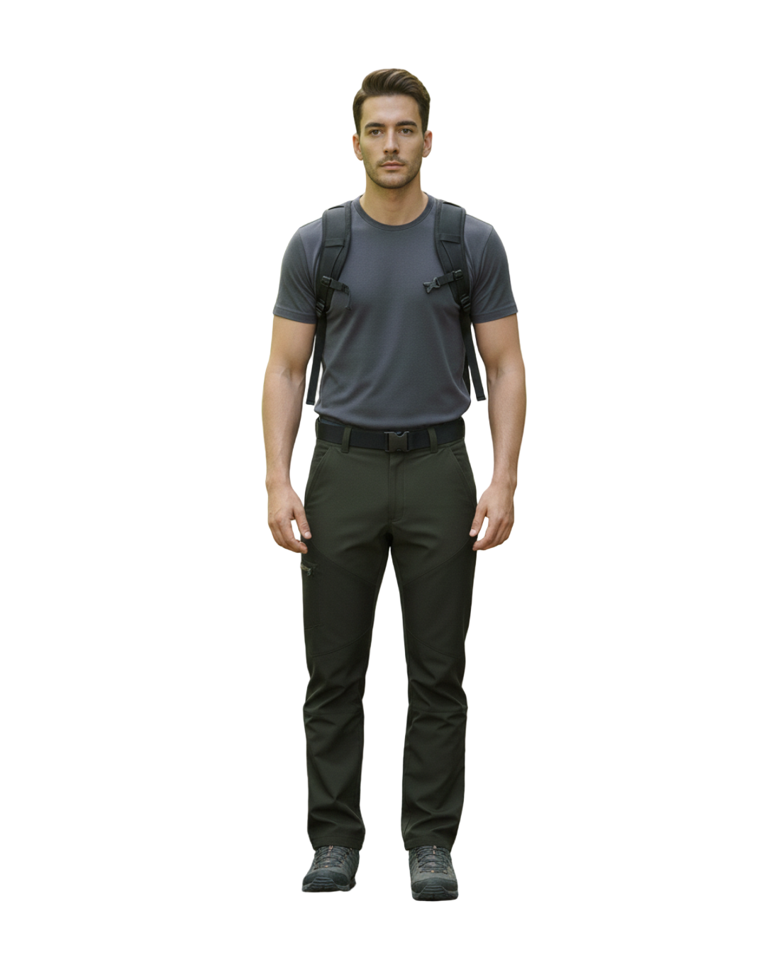 Pantalones de senderismo duraderos e impermeables para hombre con forro polar y cinturilla elástica