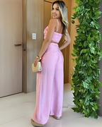 Conjunto de Verano para Mujer con Pantalón Palazzo y Top Corto de Tirantes®