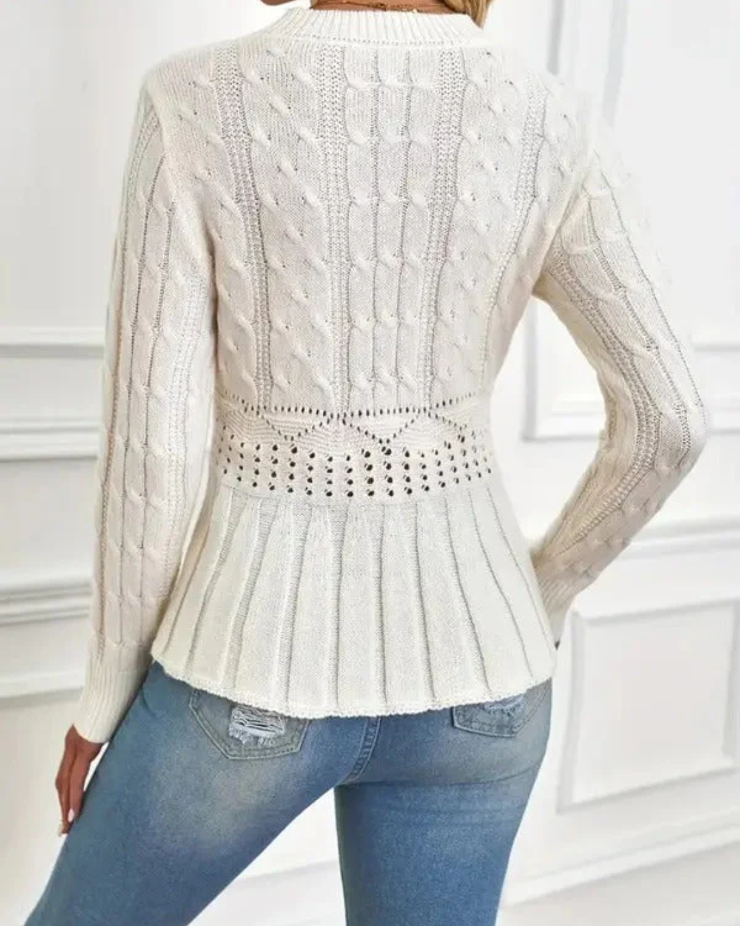 Jersey de punto grueso con cuello redondo para mujer®