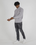 Jersey de cuello alto de lana con manga larga para hombre