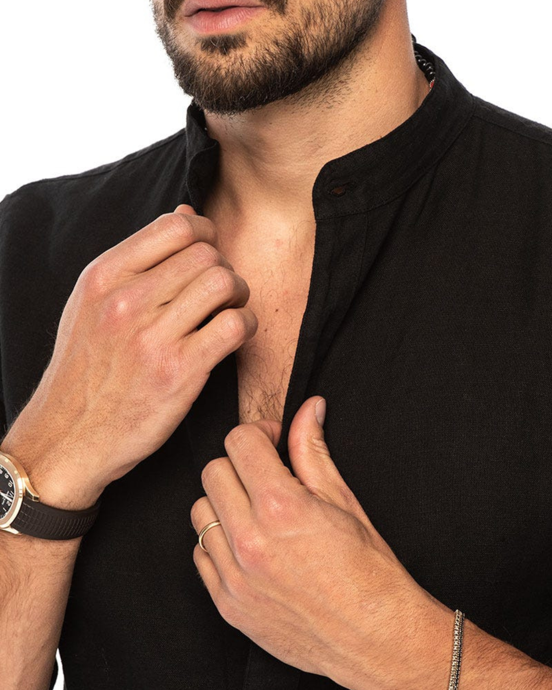 Camisa Manga Corta en Tejido de Lino para Hombre