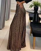 Pantalón de Lentejuelas de Pierna Ancha para Mujer