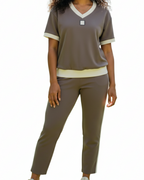 Elegante conjunto de top y pantalón con cuello en V®