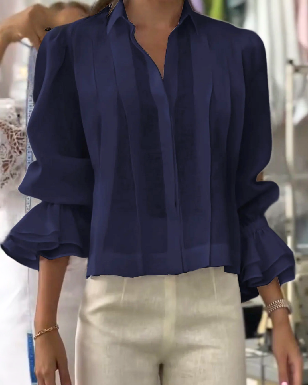 Cárdigan casual con cuello de solapa para mujer