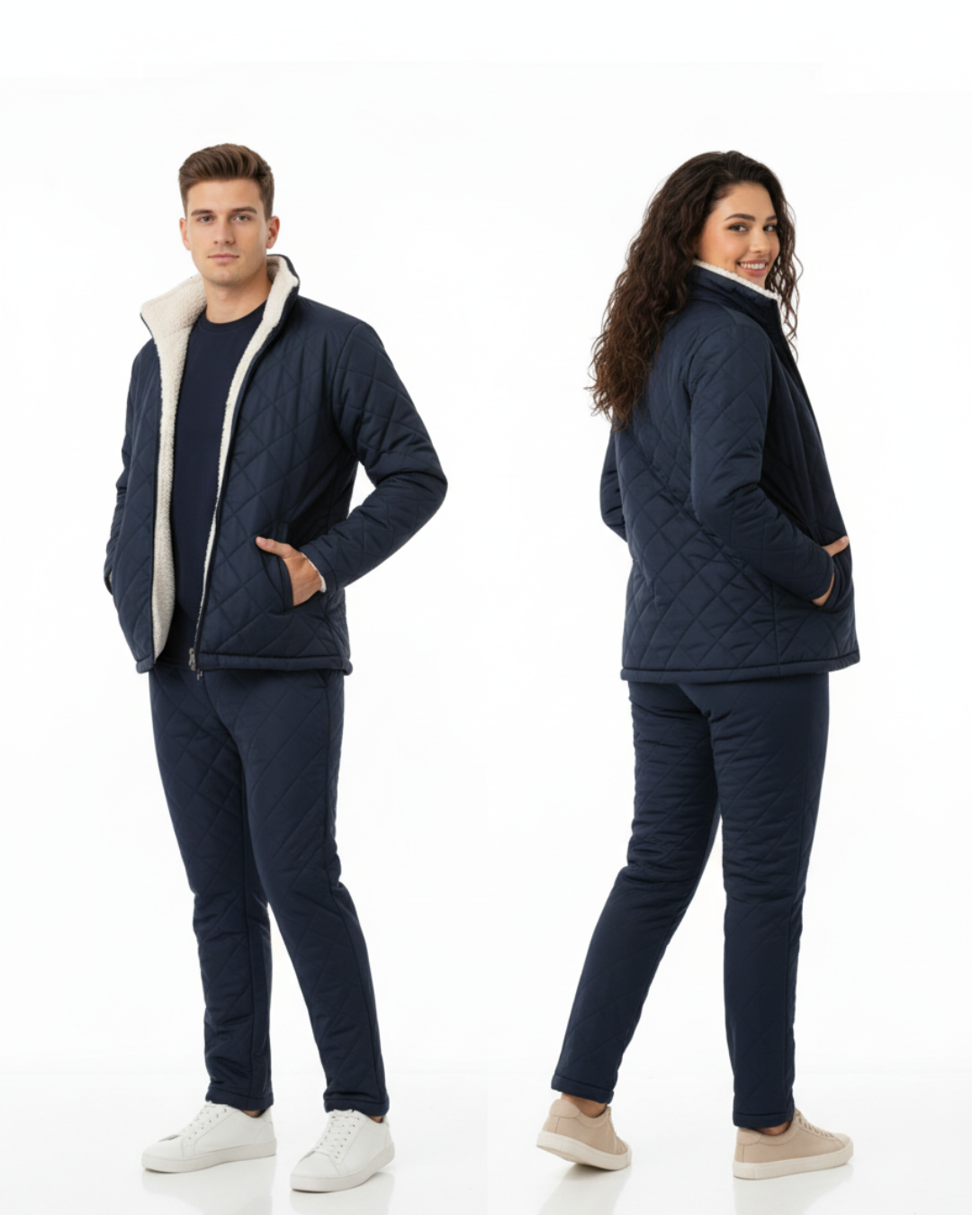 Conjunto Casual de 2 Piezas con Forro Polar Unisex