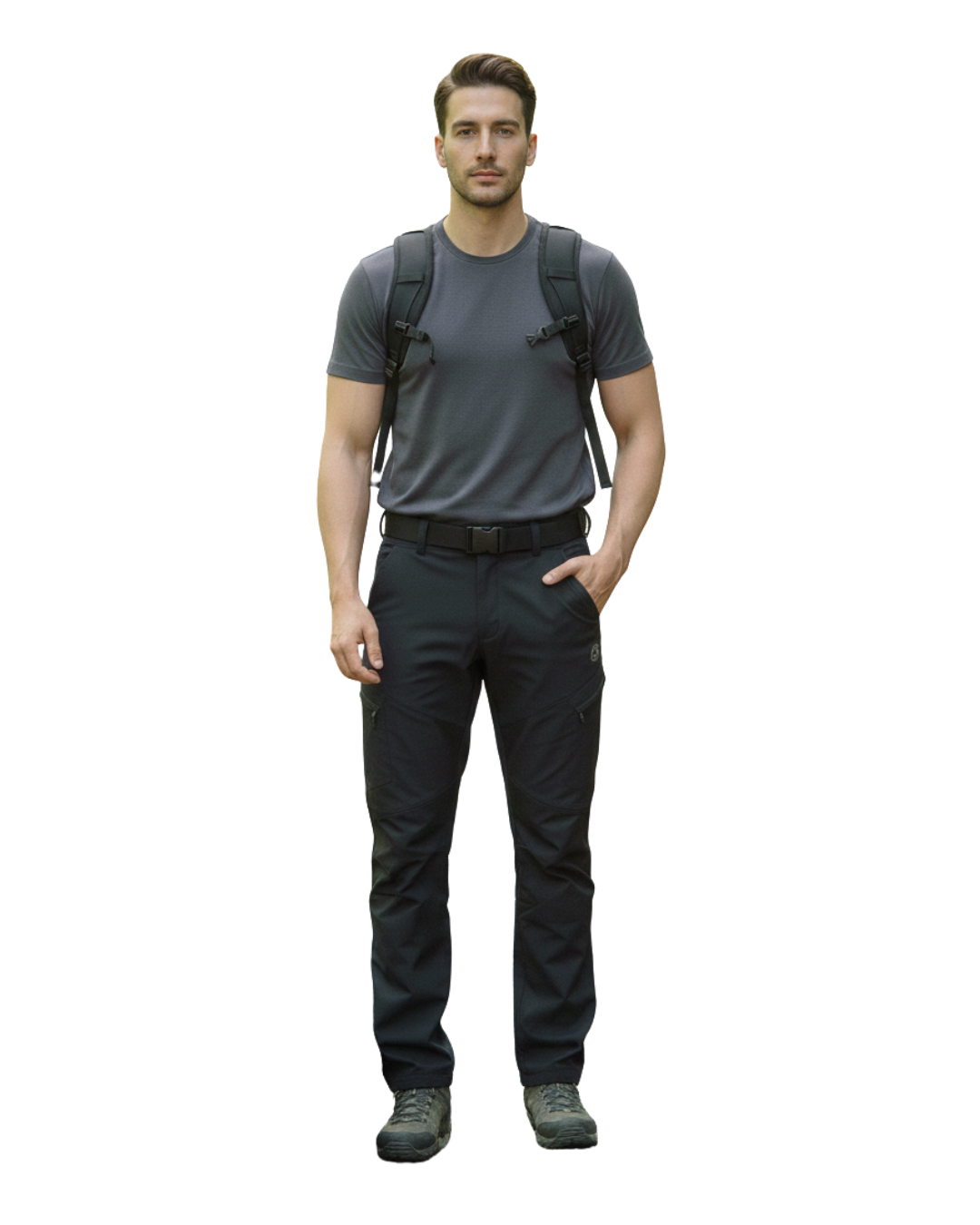 Pantalones de senderismo duraderos e impermeables para hombre con forro polar y cinturilla elástica