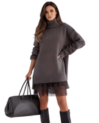 Conjunto de vestido de punto con cuello alto para mujer