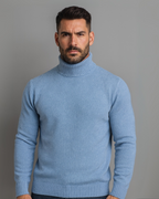 Jersey de cuello alto de lana con manga larga para hombre