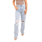 Jeans de Mujer Tiro Alto Corte Recto y Toque Retro