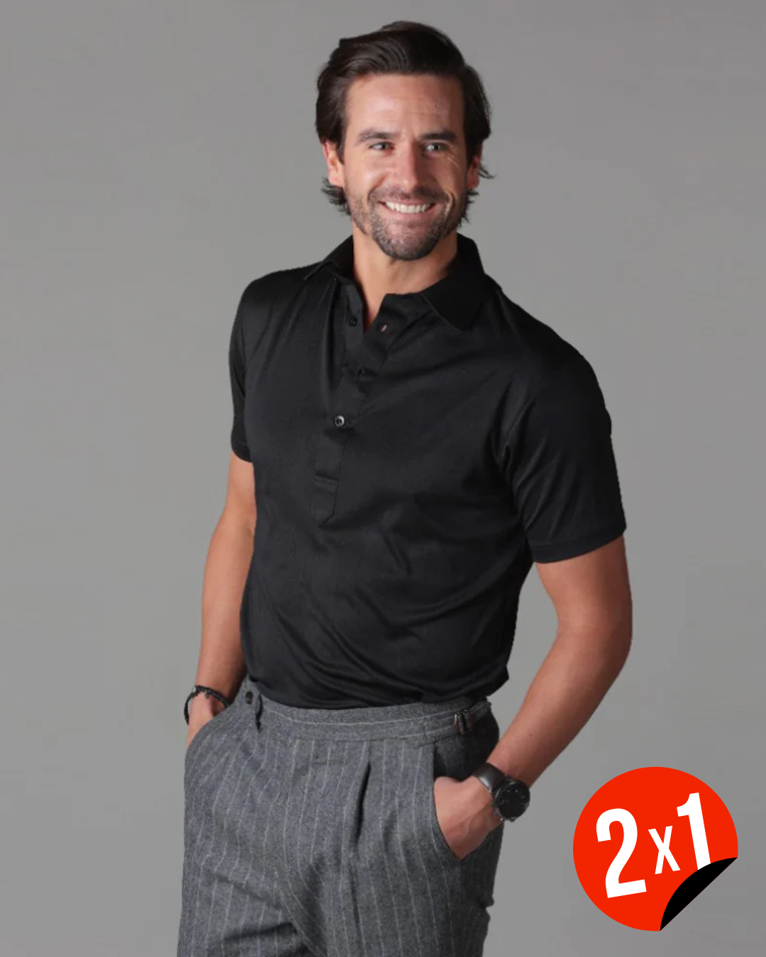 Polo Elástico de Cuello Semiabierto para Hombre (OFERTA 2X1)