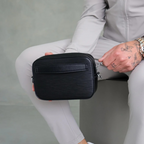 Bolso bandolera de cuero sintético con bolsillo frontal para hombre