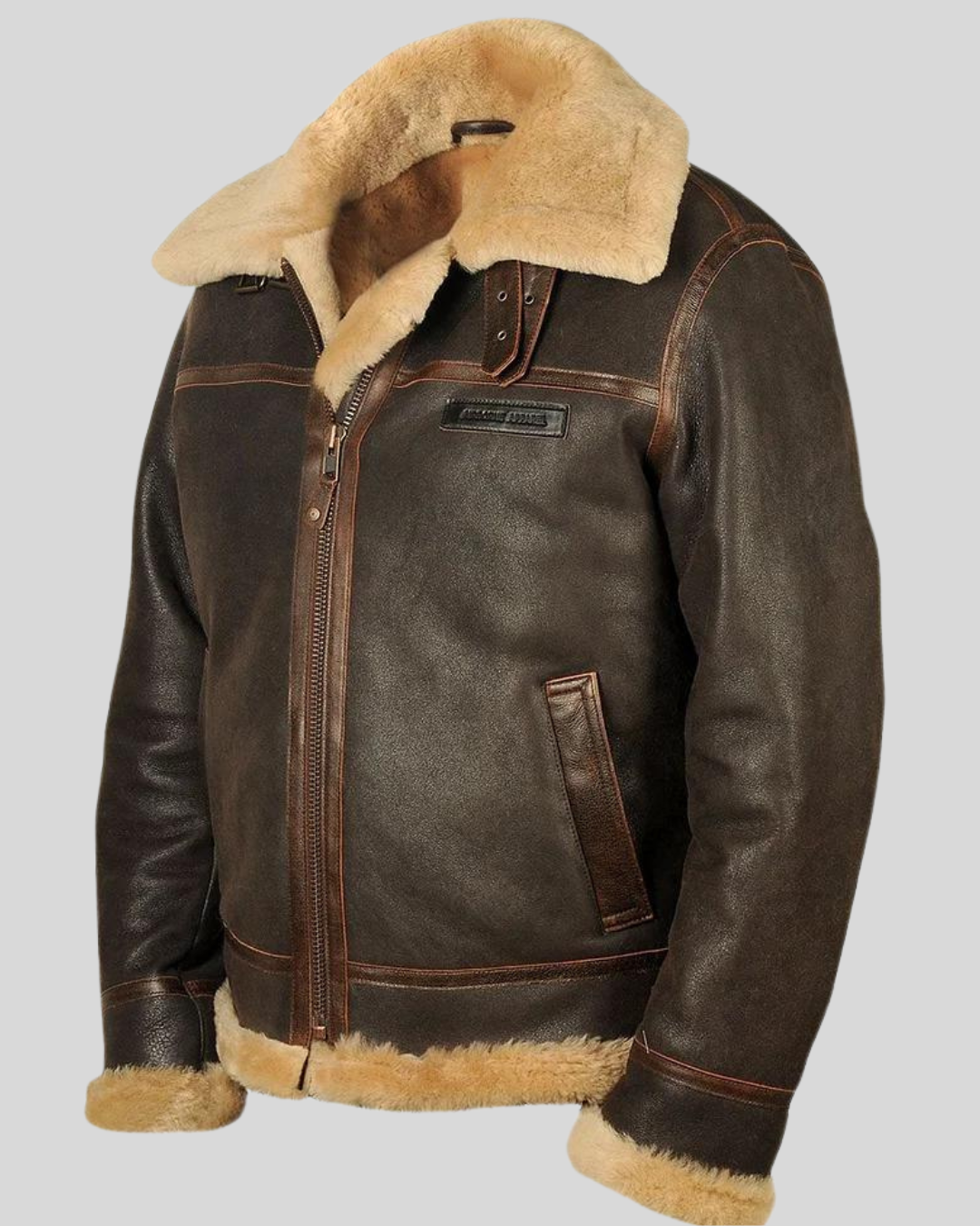 Chaqueta Aviador para Hombres en Cuero y Felpa