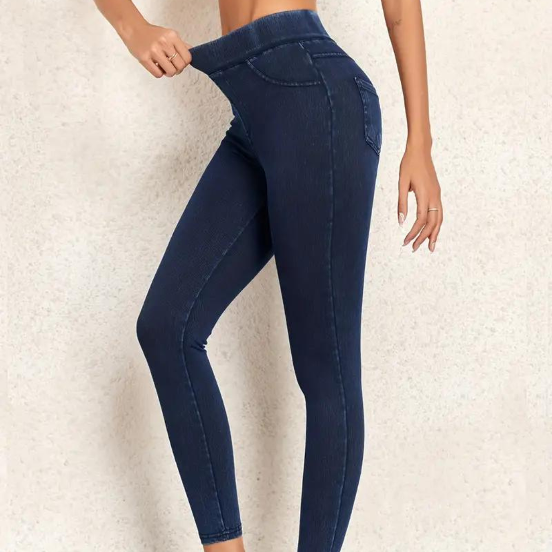 Pantalón Elástico Ajustado Tiro Alto con Bolsillo Trasero®